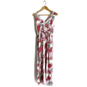 Lucky Brand sleeveless maxi dress red floral lined long elastic waist  Size XS